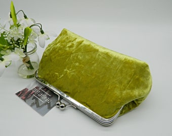 Chartreuse Velvet Clutch Purse, Velvet Clutch Bag, Clutch Purse, Wedding Clutch, Bridal Clutch, Mother of Bride Clutch, Green Velvet Clutch