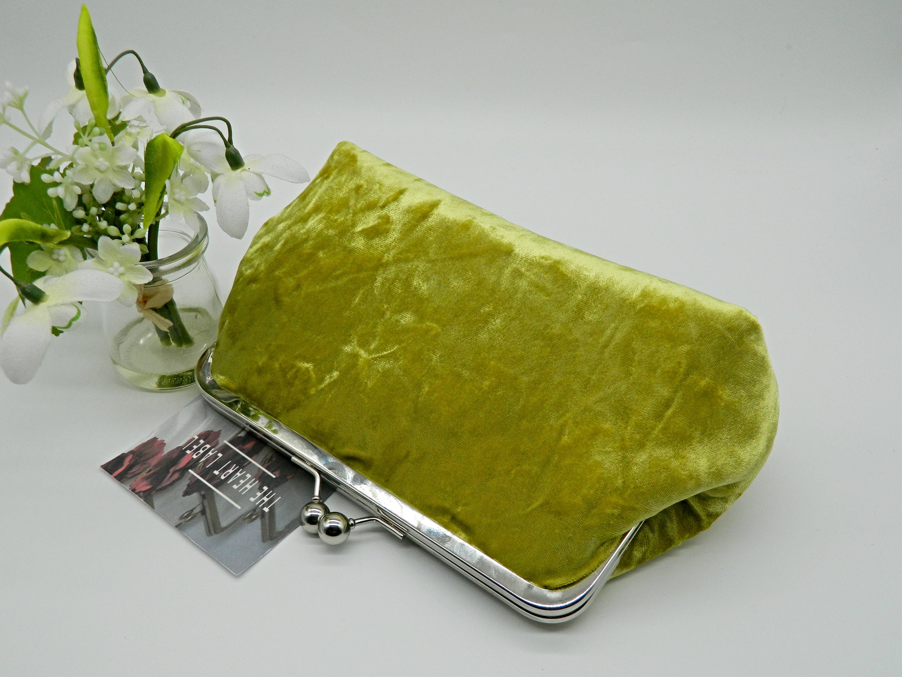 Chartreuse Greek Key Small Zipper Bag