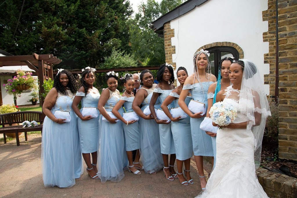 Bridesmaids Clutch Purses White and Blue Lace Clutch Bags Set of Six Wedding Clutch Bags Bridesmaids Gifts Bridesmaids Set