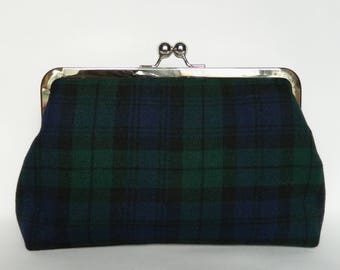 Pochette pour femme, pochette écossaise tartan, pochette faite main, pochette, pochette écossaise Black Watch, pochette de soirée, sac tartan