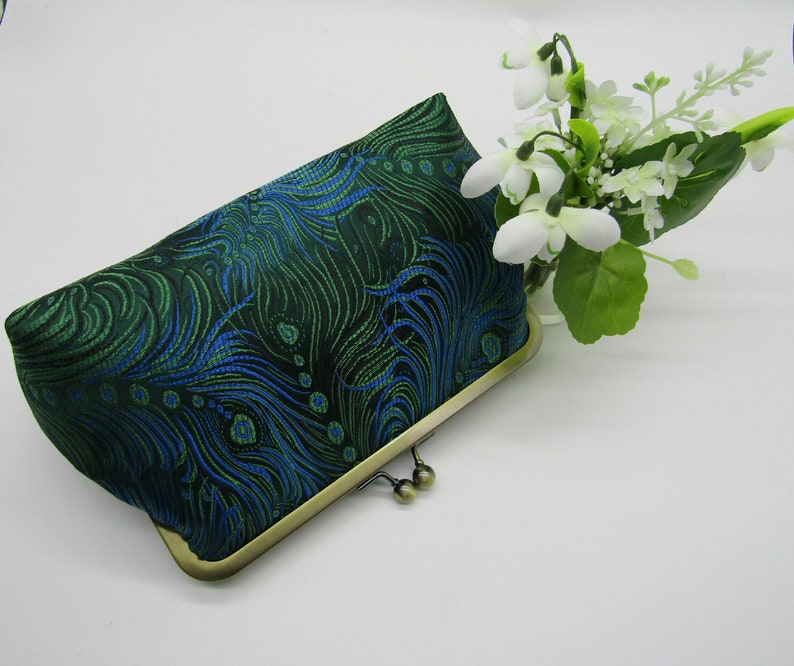 Green Peacock Clutch Bag, Green Wedding Clutch Bag, Clutch Purses for Women, Handmade Clutch Bag, Ladies Gifts, Green Evening Clutch image 2