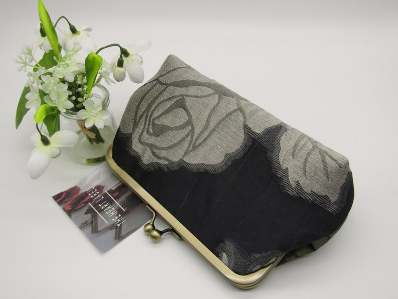 Women's Organza and Silk Floral Clutch Bag, Floral Clutch Bag, Wedding Clutch Bag, Evening Clutch Bag, Ladies Gifts, Handmade Clutch Bag image 3