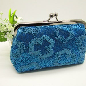 Peacock Blue Sequin Clutch Bag, Sequin Clutch Purse, Wedding Clutch, Evening Sequin Clutch, Bridal Sequin Clutch, Ladies Gifts