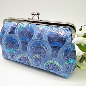 Blue Sequin Clutch Purse, Clutch Purse, Ladies Gifts, Sequin Clutch Bag, Wedding Clutch, Evening Clutch Bag, Unique Handmade Bag