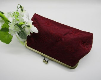 Burgundy Floral Lace Clutch Bag, Clutch purse, Bridal Clutch, Wedding Clutch Bag, Bridesmaid Clutch, Evening Clutch, Clutch Bag,