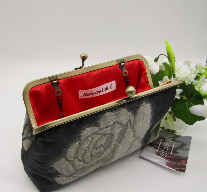 Women's Organza and Silk Floral Clutch Bag, Floral Clutch Bag, Wedding Clutch Bag, Evening Clutch Bag, Ladies Gifts, Handmade Clutch Bag image 4