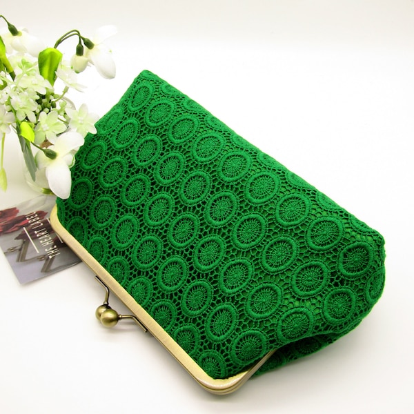 Pochette en dentelle vert émeraude, pochette en dentelle verte, cadeaux pour femmes, pochette pour la mariée, pochette en dentelle, pochette de mariage, pochette de soirée