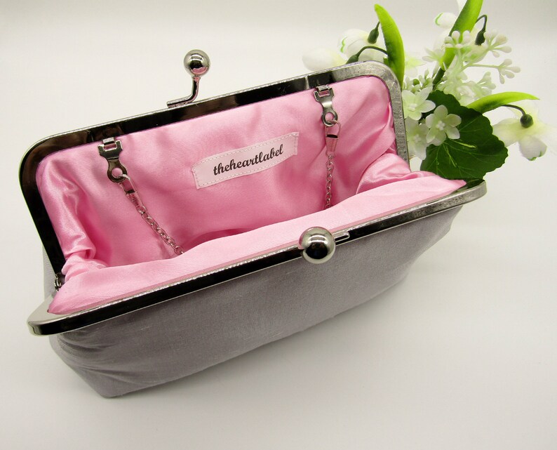 Light Grey Clutch Bag Silk Clutch Bridal Clutch Grey and Etsy UK