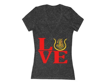 Women&#39;s Short Sleeve LOVE DOI V-Neck Tee