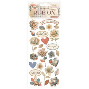 Stamperia - Family - Rub-On Set - Family Patchwork Flowers