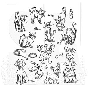 Tim Holtz Cling Rubber Stamp Mini Cats  and  Dogs