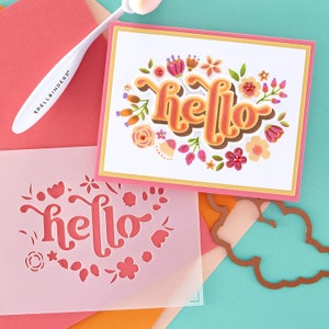 Spellbinders - Layered Stencils Collection - Hello Stencil and die set