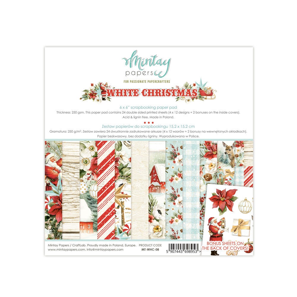 Scrapbooking Collection Kit Winterland by Mintay Papers Choose 12x12'', 6x6  Double Sided and Chipboard Die Cut Elements, Christmas Crafts 