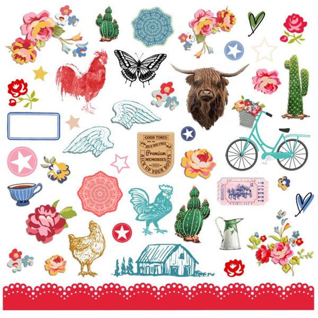 Fancy Pants Designs - 12x12 Sticker Sheet - Prairie Rose Collection - Etsy