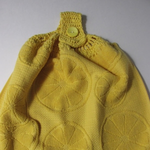 Toalla de cocina colgante con rodajas de cítricos esculpidas en amarillo - Toalla de crochet amarilla de doble capa de la mejor calidad - Hannahs Homestead