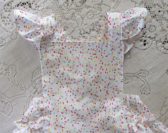 Sprinkles Ruffled Bubble Romper - Ruffles -  Optional Pinwheel Bow - Sprinkle Party - Vintage-Style Sunsuit - Playsuit - Colorful -