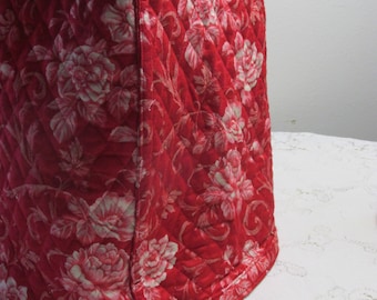 Reversible Kitchen Mixer Appliance Cover - Lady In Red - Red Roses w/ Black & Red Floral Bouquet Reverse - Pocket Options - 4, 5, 6 OR 7 Qt