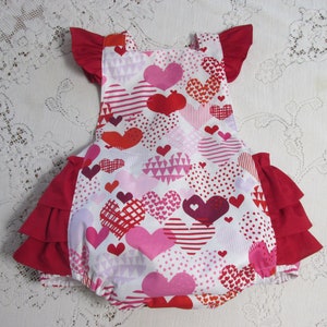 Hearts A-Flutter Valentine's Day Bubble Romper - Red & Pink - Love - Valentines Day - Infant Toddler Child - Photo Prop -