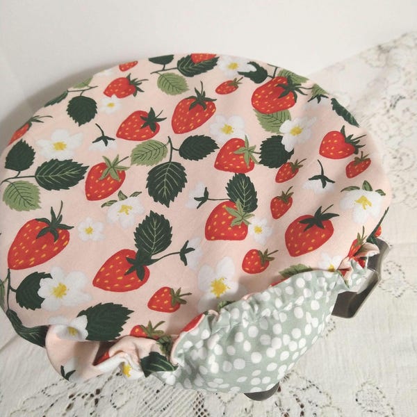 Funda reversible para batidora de cocina - Fresas rosas - Fresa - Bayas - Elástica reversible - Renovable