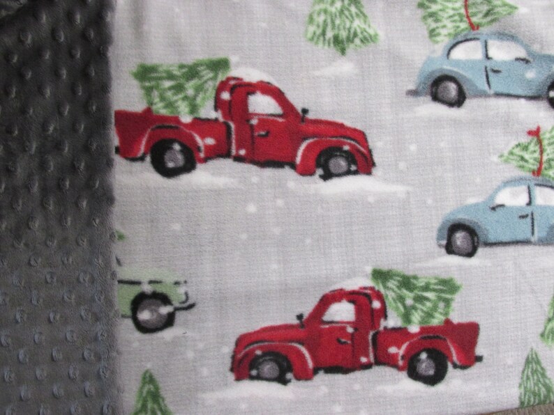 Vintage Red Truck Blanket W/ Buffalo Plaid Fleece or Gray Etsy