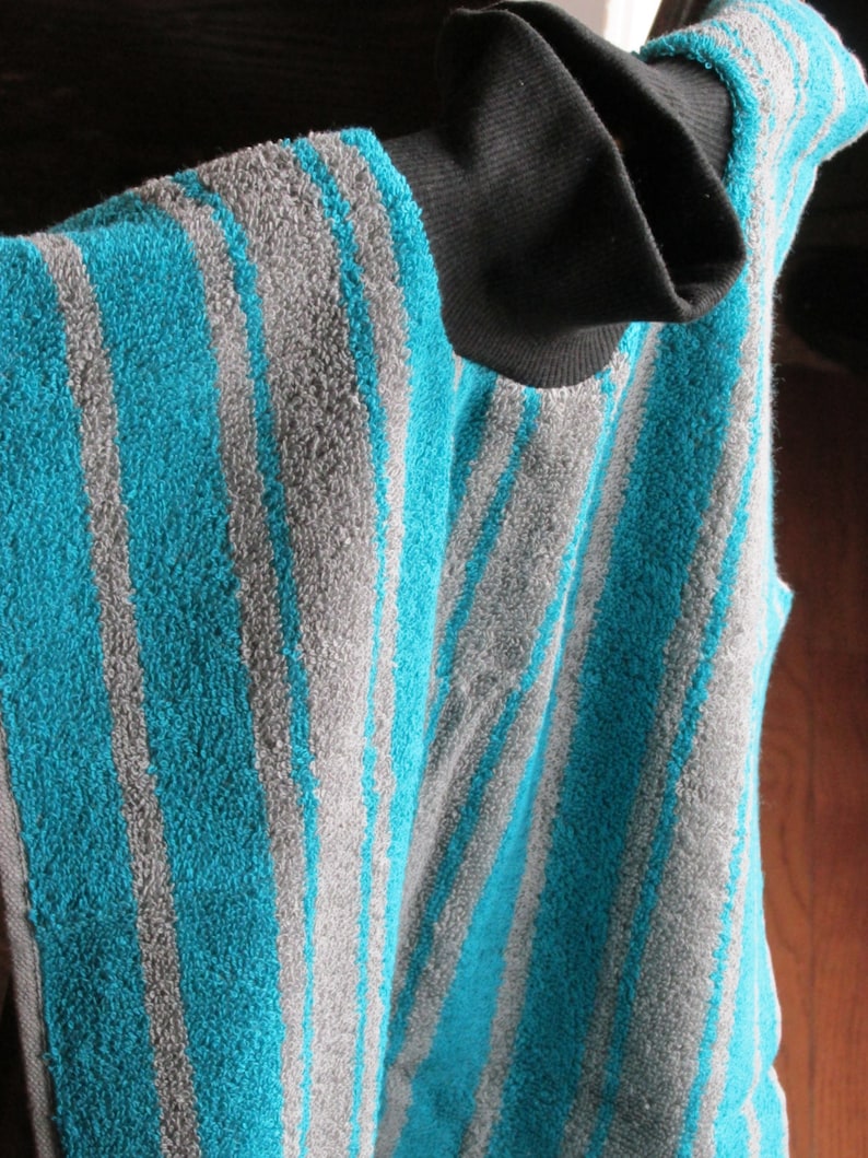 Towel Bib with Neck Ribbing Hannahs Homestead2 Choice of Colors Purple Pink White Teal Gray Blue Green Brown Black Gray Stripes Dk Blue