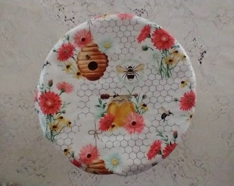 キッチンミキサーボウルカバー - Beehives HoneyBees Apiary - Bee Sweet Bee Kind Bee Happy - ハニカムクローバー - リバーシブルエラスティック - 再生可能