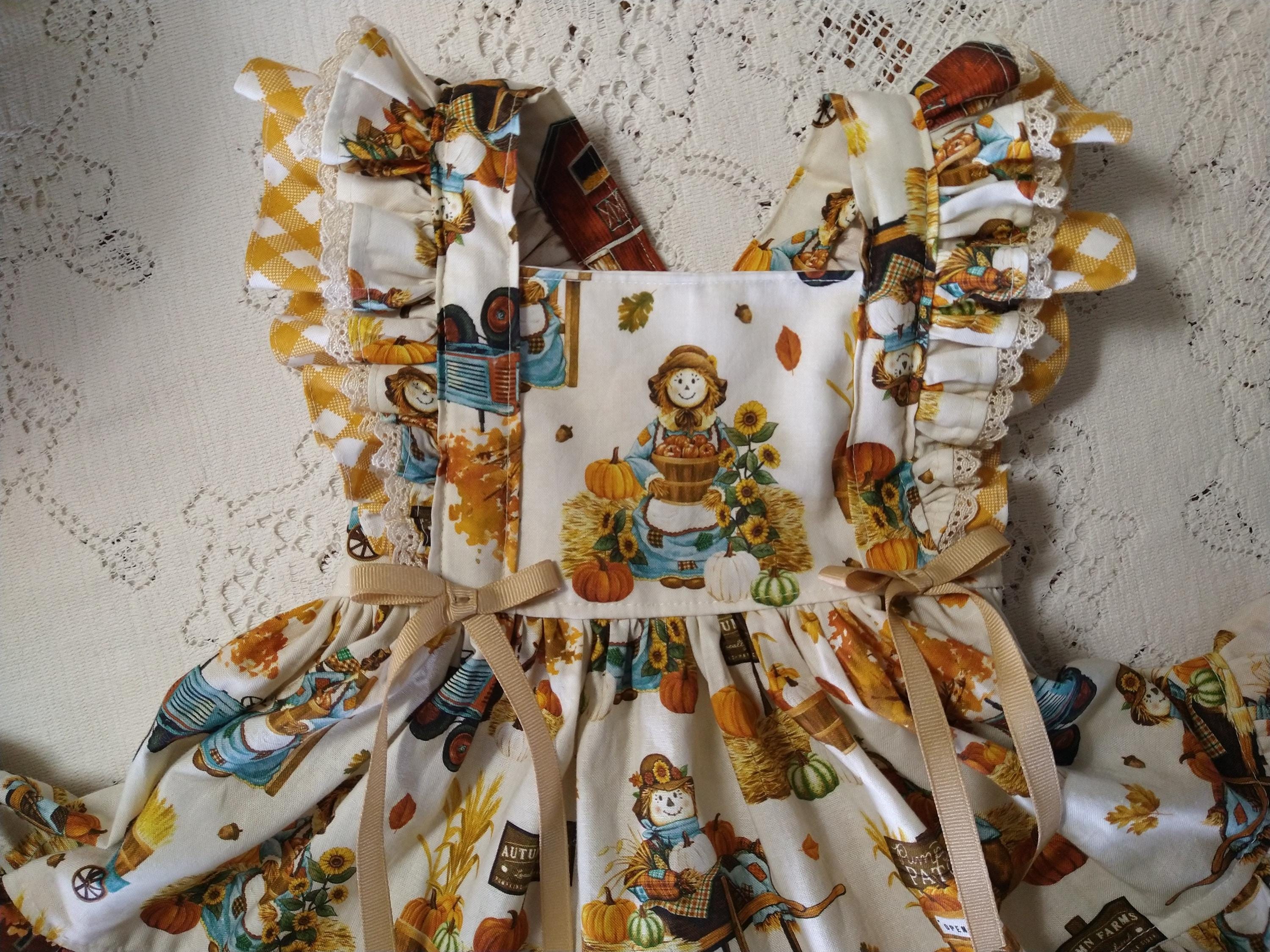 The Pumpkin Patch Double Ruffle Dress - Baby Toddler & Girls Handmade Scarecrow Farm Truck Barn - Fall Summer Pinafore Dress - Harvest Party