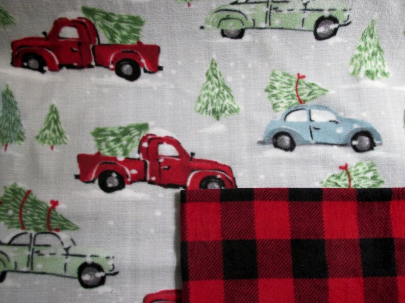 Vintage Red Truck Blanket W/ Buffalo Plaid Fleece or Gray Etsy