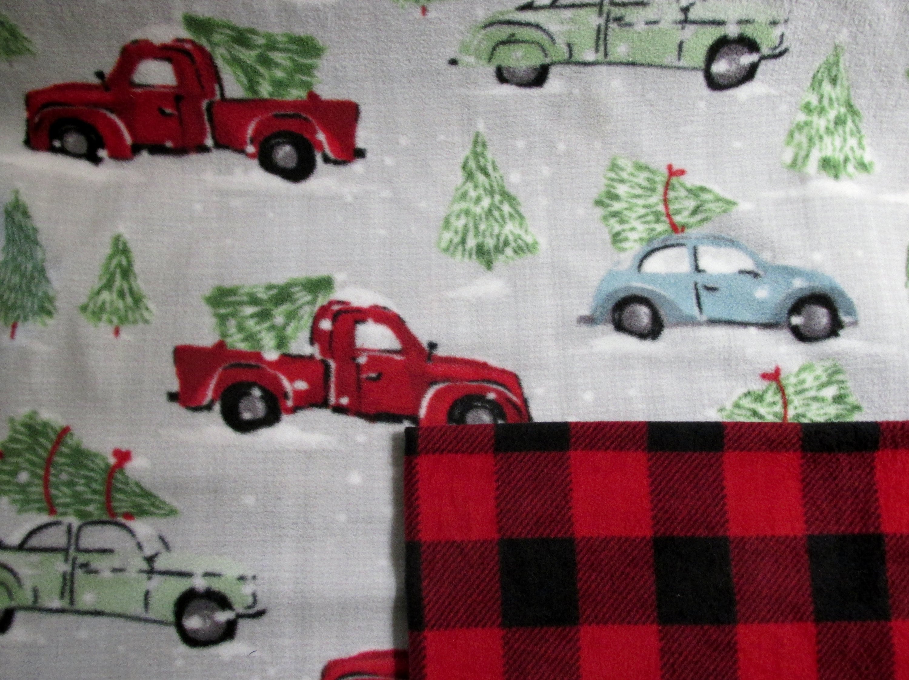 Vintage Red Truck Blanket W/ Buffalo Plaid Fleece or Gray Etsy