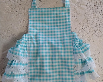 Mono de burbujas con volantes y ojales de cuadros vichy azul agua - Tallas disponibles - Fiesta de cumpleaños - Traje de sol estilo vintage - Mono con volantes - Diadema