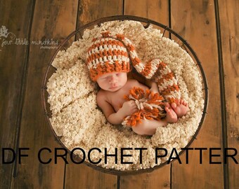 Crochet Pattern Sleepy Hollow Longtail Stocking Hat , Newborn Striped Stocking Hat Pattern, Instant Download PDF Pattern, Hannahs Homestead2