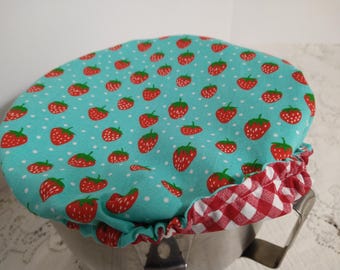 Funda reversible para batidora de cocina - Aguamarina y fresas - Fresa - Bayas - Cuadros a cuadros rojos - Elástico reversible - Renovable