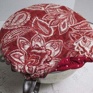 Kitchen Mixer Bowl Cover - Casa Red - Reversible Elastic Bowl Dust Cover -  Red Polka Dot Reverse - Farmhouse - Country Red