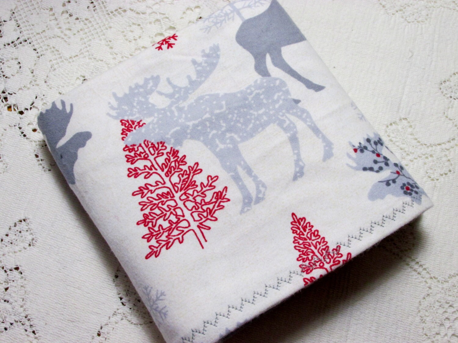 ExtraLarge Receiving Blanket Moose & Trees with Red Buffalo Etsy