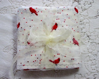 Extra-Large Receiving Blanket - Red Birds & Berries - Cardinal - Baby Gift Blanket - Baby Gift - Hannahs Homestead2