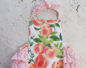 Just Peachy Ruffled Bubble Romper - Peach Orange White - Summer -  Ruffles - Infant Toddler Child Sizes - Vintage-Style Sunsuit - Photo Prop