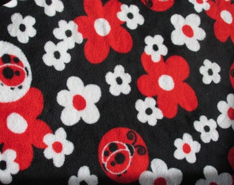 Red & Black Ladybugs Baby Blanket - Ultra-Cuddle Fleece - Black Red White Ladybugs - Flowers - Ready To Ship Baby Gift -  Hannahs Homestead2