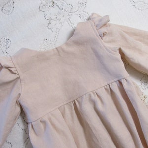 Langarm - Strampler aus Leinen-Mix in Rosa, Petrol, Senf, Creme oder Blush - Baby Kleinkind Kind - Taufe - Vintage-Style Bubble