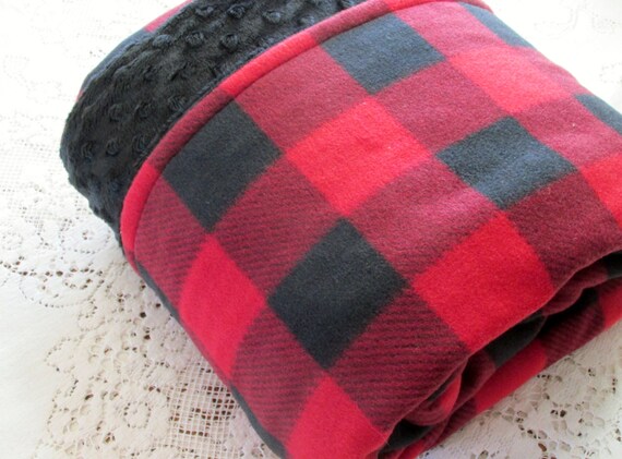 Buffalo Plaid Fleece Blanket With Black Minky Backing Red Black Buffalo Plaid Lodge Lumberjack Rustic Size Options Etsy Canada