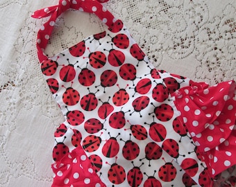 Mono con volantes de mariquita - Mariquita - Mariquitas con lunares rojos y blancos - Tallas para bebés y niños pequeños - Traje de baño estilo vintage