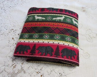 RTS Extra-Large Receiving Blanket  - Bear - Wolf - Plaid - Wildlife - Northwoods - Tartan Plaid - Nordic - Fox - Red - Green - Baby Gift