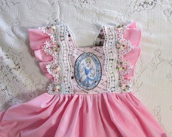 Princess Birthday Party Dress - Baby Toddler and Girl sizes - Blue & Pink - Handmade -