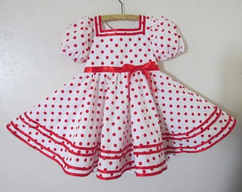 Vintage 1930's Ideal Shirley Temple Blue Dot Dress & Onsie for 18