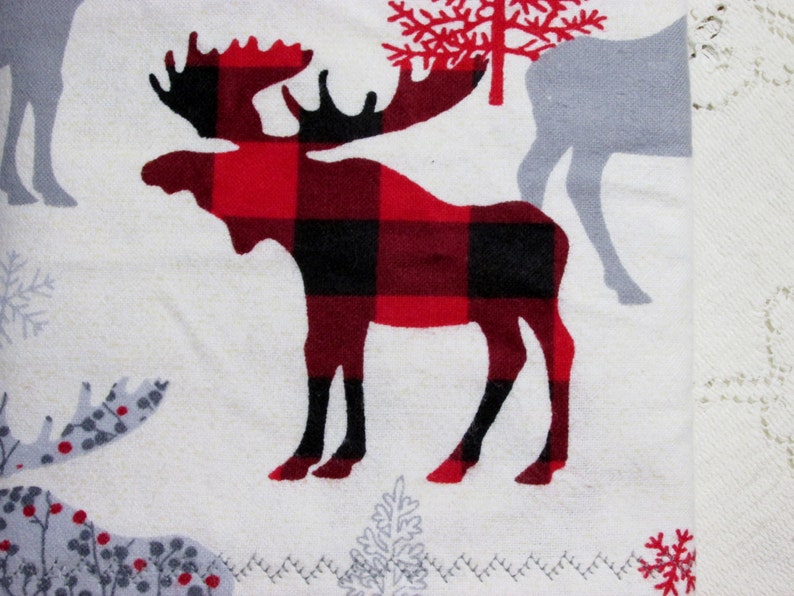 Extralarge Receiving Blanket Moose & Trees With Red Buffalo Etsy