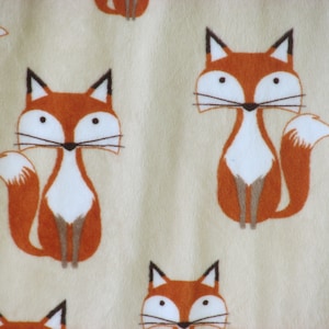 Fox Minky Blanket - Baby Toddler Adult Blanket or Throw - Rust Fox on Cream with Ivory Minky Cuddle Backing - Hannahs Homestead2