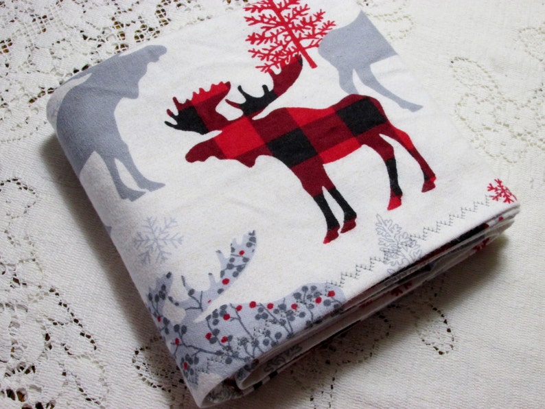 Extralarge Receiving Blanket Moose & Trees With Red Buffalo Etsy