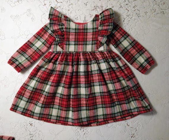 Long Sleeve Lightweight Flannel Dress Choice of Christmas Plaid, Green Plaid or Navy Olive Plaid - Baby Toddler Child Vintage-Style Dress Long Sleeve Lightweight Flannel Dress Choice of Christmas Plaid, Green Plaid or Navy Olive Plaid - Baby Toddler Child Vintage-Style Dress