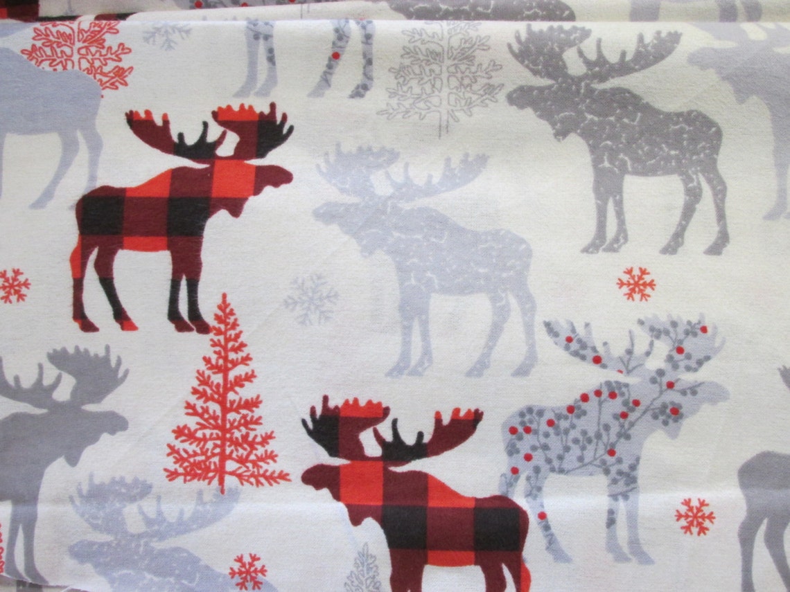 Extralarge Receiving Blanket Moose & Trees With Red Buffalo Etsy