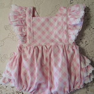Gingham Eyelet Trim Romper - Choose Your Color - Infant Toddler Child Sizes - Summer Baby Girl Outfit - Vintage-Style Bubble - Photo Prop