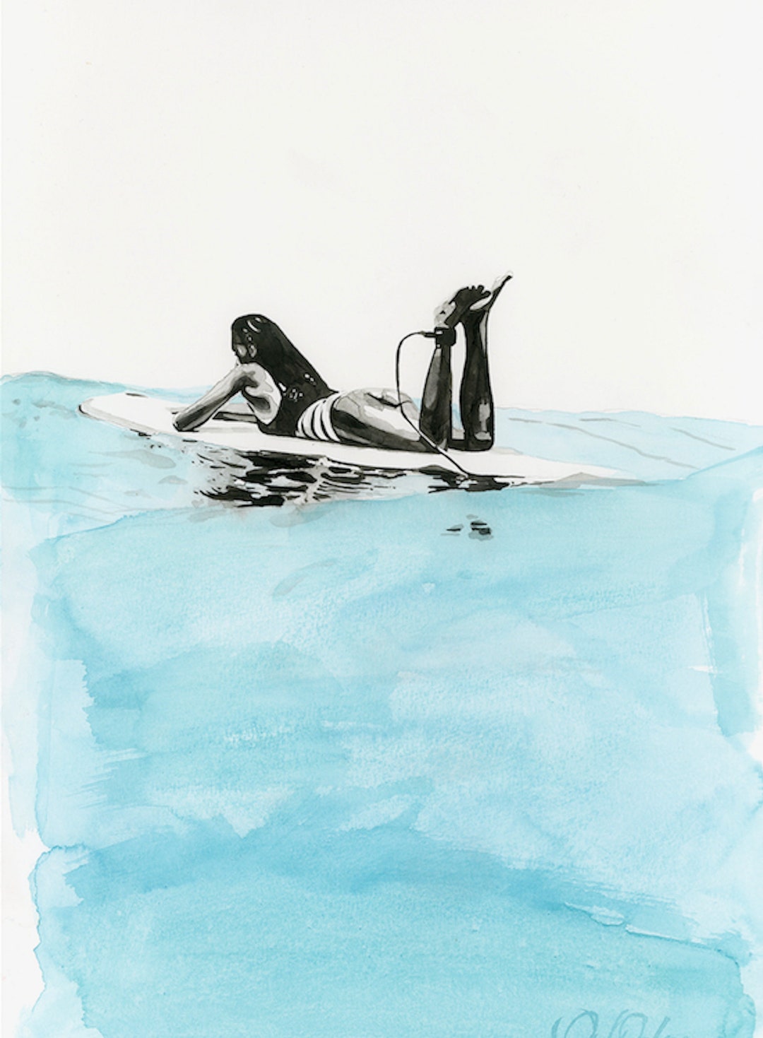 Longboard Surf Art Girl Surf Art Print Watercolour Surf Etsy